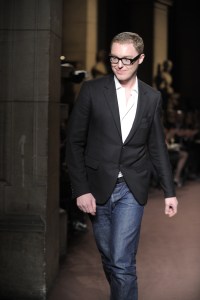 Designer Stuart Vevers on the runway at Loewe's fall 2010 show.
