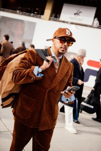 Street style at Pitti Uomo 105 in Florence, Italy.