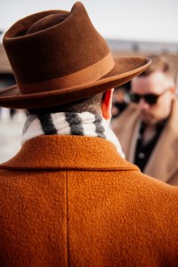 Street style at Pitti Uomo 105 in Florence, Italy.