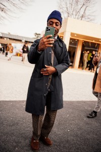 Street style at Pitti Uomo 105 in Florence, Italy.