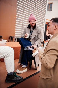 Street style at Pitti Uomo 105 in Florence, Italy.