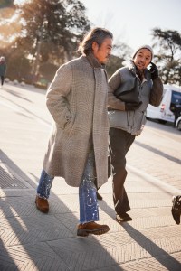 Street style at Pitti Uomo 105 in Florence, Italy.