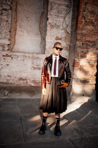 Street style at Pitti Uomo 105 in Florence, Italy.