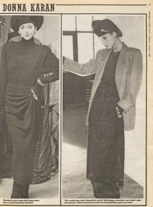 Donna Karan feature in WWD, 1985.