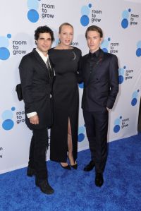 NEW YORK, NEW YORK - OCTOBER 25: (L-R) Zac Posen, Uma Thurman and Harrison Ball attend Room To Grow 25th Anniversary gala at The Ziegfeld Ballroom on October 25, 2023 in New York City. (Photo by Michael Loccisano/Getty Images)