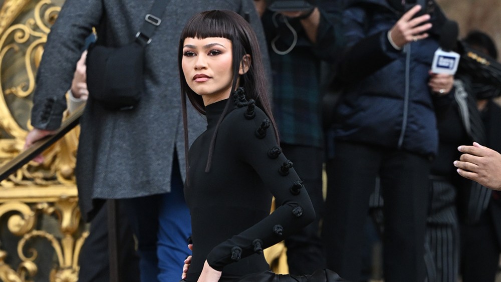PARIS, FRANCE - JANUARY 22: Zendaya attends the Schiaparelli Haute Couture Spring/Summer 2024 show as part of Paris Fashion Week on January 22, 2024 in Paris, France. (Photo by Stephane Cardinale - Corbis/Corbis via Getty Images)