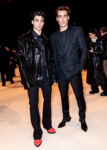 Jacob Rott and Jon Kortajarena at Balmain Men’s Fall 2024 as part of Paris Men's Fashion Week held at Grande Halle de la Villette on January 20, 2024 in Paris, France.