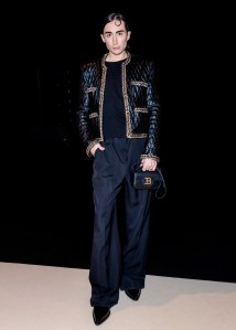 Lythan Cottaz at Balmain Men’s Fall 2024 as part of Paris Men's Fashion Week held at Grande Halle de la Villette on January 20, 2024 in Paris, France.