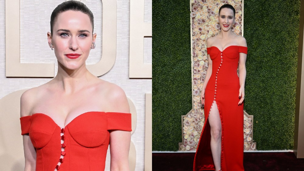Rachel Brosnahan, Golden Globes, red carpet, celebrity style, awards, Sergio Hudson