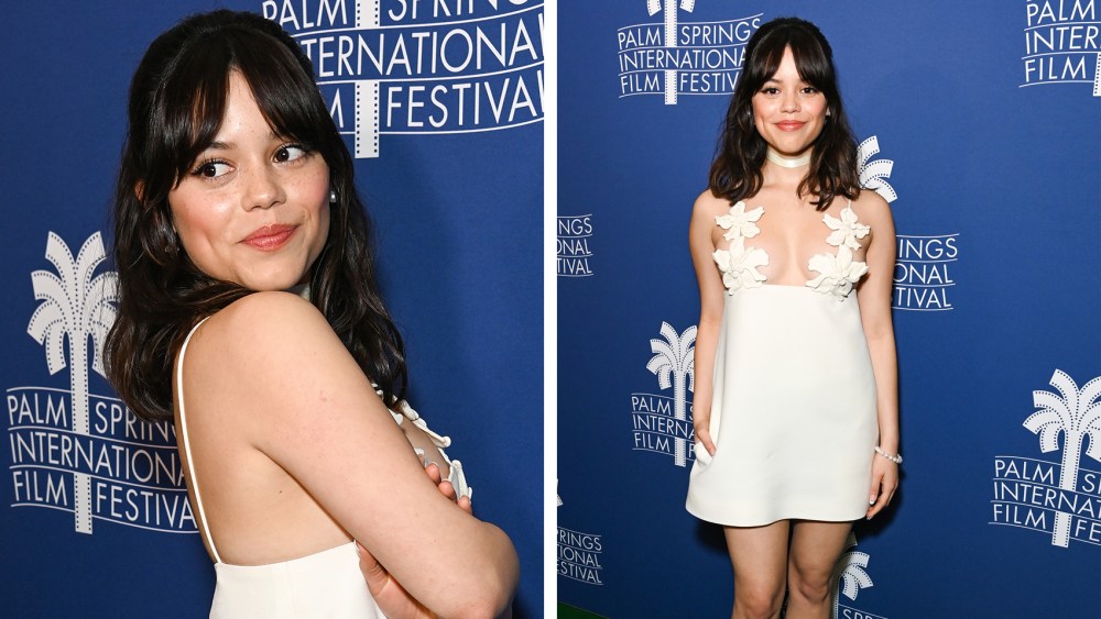 valentino floral white dress, spring 2024 collection, Jenna Ortega, Palm Springs International Film Festival, "Miller's Girl," Jenna Ortega red carpet, Jenna Ortega January 2024