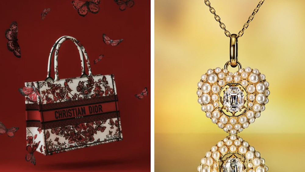 Dior, at left, and Swarovski, 2024 Valentine's Day collections