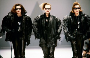 A model walks in the Claude Montana Fall 1984 Ready to Wear Runway Show on March 24, 1984, in Paris, France.