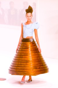 A model at the Hussein Chalayan Fall 2000 show in London.