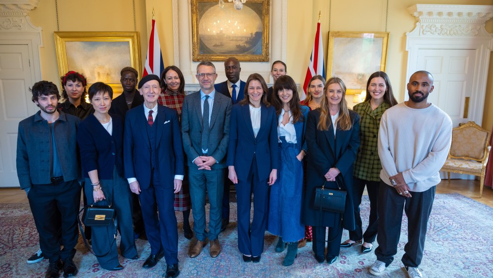 Members of the British fashion industry gathered on Tuesday at 10 Downing Street to celebrate the 40th anniversary of London Fashion Week.