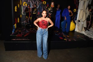 Adrienne Bailon-Houghton at the Alice + Olivia Fall 2024 ready-to-wear show