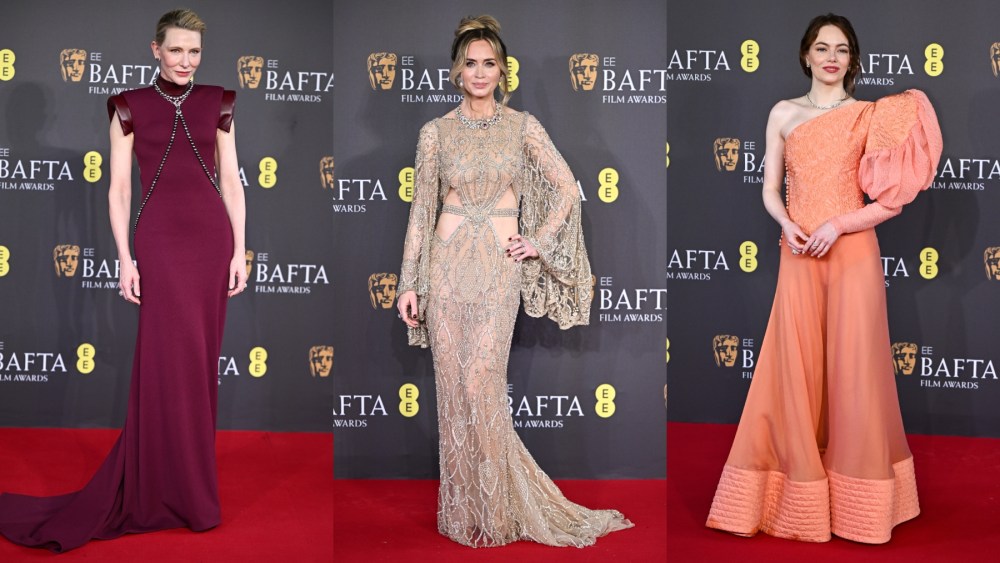 Cate Blanchett, Emily Blunt and Emma Stone attend the 2024 BAFTA Awards on Feb. 18 in London.