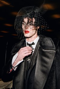 Backstage at the Thom Browne fall 2024 ready-to-wear show at New York Fashion Week.
