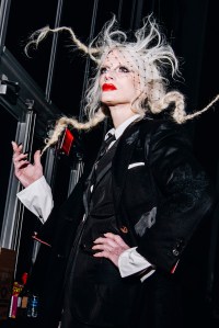 Backstage at the Thom Browne fall 2024 ready-to-wear show at New York Fashion Week.