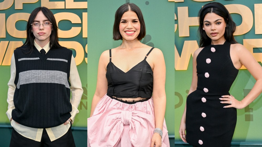 Billie Eilish, America Ferrera and Ariana Greenblatt at the People's Choice Awards on Feb. 18 in Los Angeles.