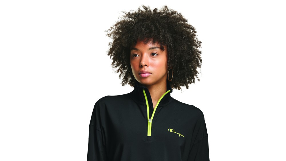 Woman wearing champion top