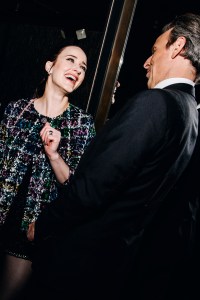 Rachel Brosnahan and Seth Meyers