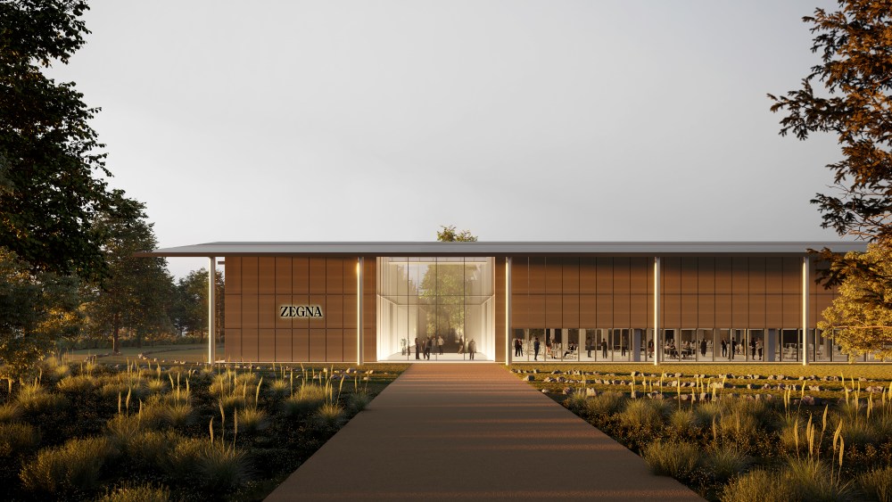 A rendering of the new Zegna manufacturing facility in Sala Baganza, Italy.