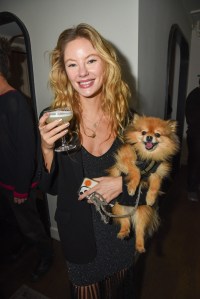 Natasja Madsen and Yoda at the Dodiee Cocktail Party held at Jac's on Bond on February 11, 2024 in New York, New York.