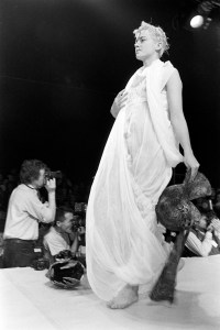 John Galliano's "Fallen Angels" Spring 1986 ready to wear runway show. Fallen Angels is Galliano's third collection.
