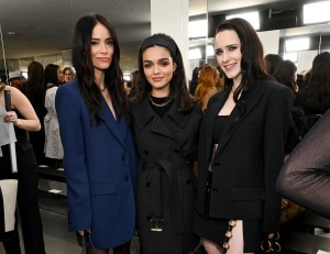 Abigail Spencer, Rachel Zegler and Rachel Brosnahan at Michael Kors RTW Fall 2024 as part of New York Ready to Wear Fashion Week held on February 13, 2024 in New York, New York.