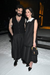 Morgan Spector and Rebecca Hall at Thom Browne RTW Fall 2024 as part of New York Ready to Wear Fashion Week held at The Shed on February 14, 2024 in New York, New York. at the Thom Browne Fall 2024 Ready-to-Wear show