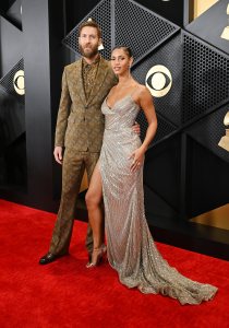Calvin Harris and Vick Hope at the 66th Annual GRAMMY Awards held at Crypto.com Arena on February 4, 2024 in Los Angeles, California.