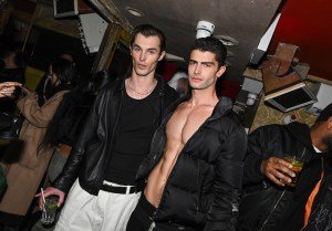 Kit Butler and Charlie Knepper at the LaQuan Smith After Party held at The Box on February 12, 2024 in New York, New York.