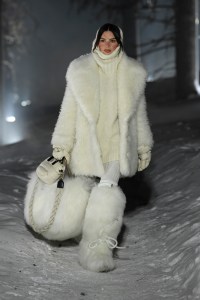 Emily RatajkowskiMoncler fall 2024 ready-to-wear collection at New York Fashion Week.