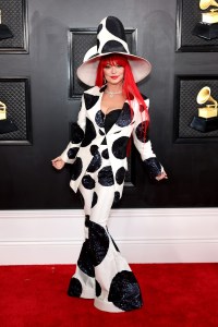 Shania Twain at the 2023 Grammy Awards in Harris Reed