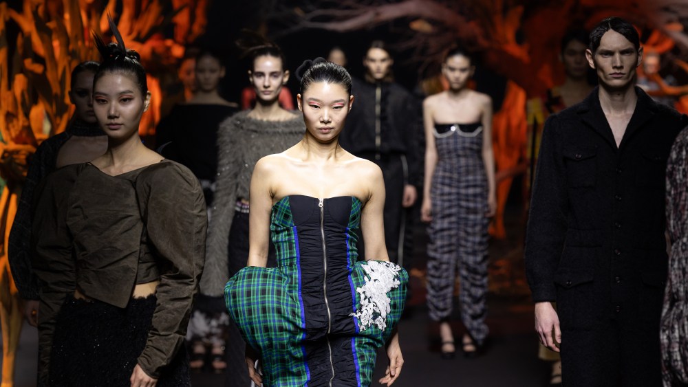 South Korean supermodel Yoon Young Bae and models walk the finale of Maison Nica's fall 2024 runway show during Seoul Fashion Week.