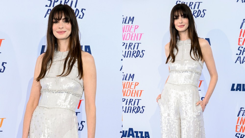 Anne Hathaway at the 2024 Independent Spirit Awards on Feb. 25 in Los Angeles, valentino look