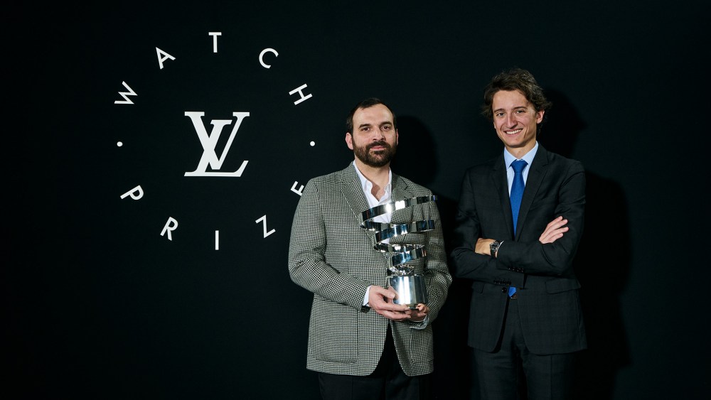 LV Watch Prize winner Raúl Pagès with Louis Vuitton director of watches Jean Arnault.