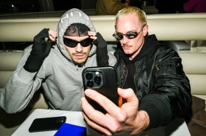 Lyas Medini and Tyler Matthew Oyer at the Mejuri X Ganni Collaboration Party