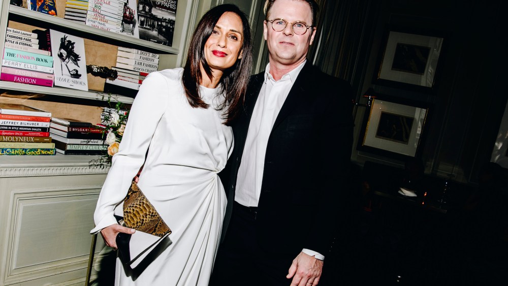 Roopal Patel and Adam Lippes at the Adam Lippes 10th Anniversary Dinner held at Majorelle on February 6, 2024 in New York, New York.