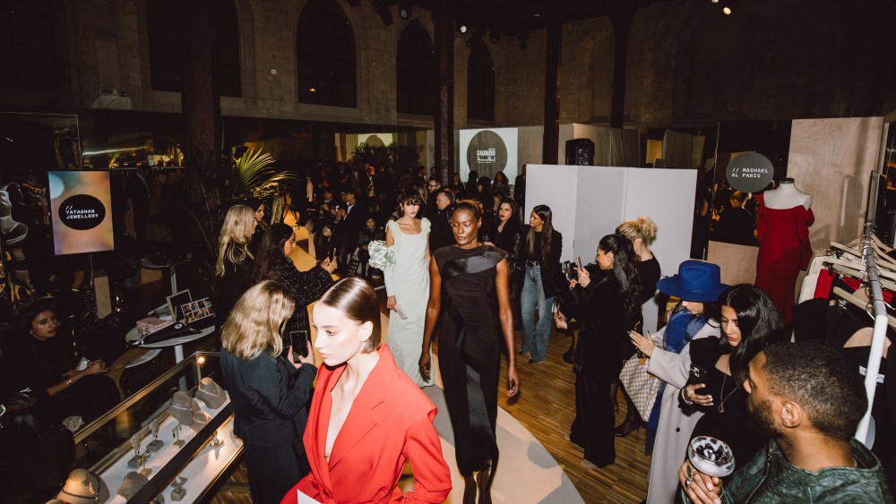 A mini fashion show took place during the Saudi 100 Brands showroom in Paris