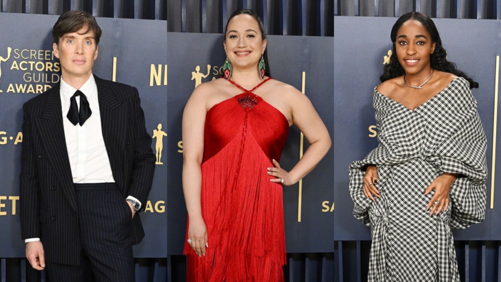 Cillian Murphy, Lily Gladstone and Ayo Edebiri at the Screen Actors Guild Awards on Feb. 24 in Los Angeles.