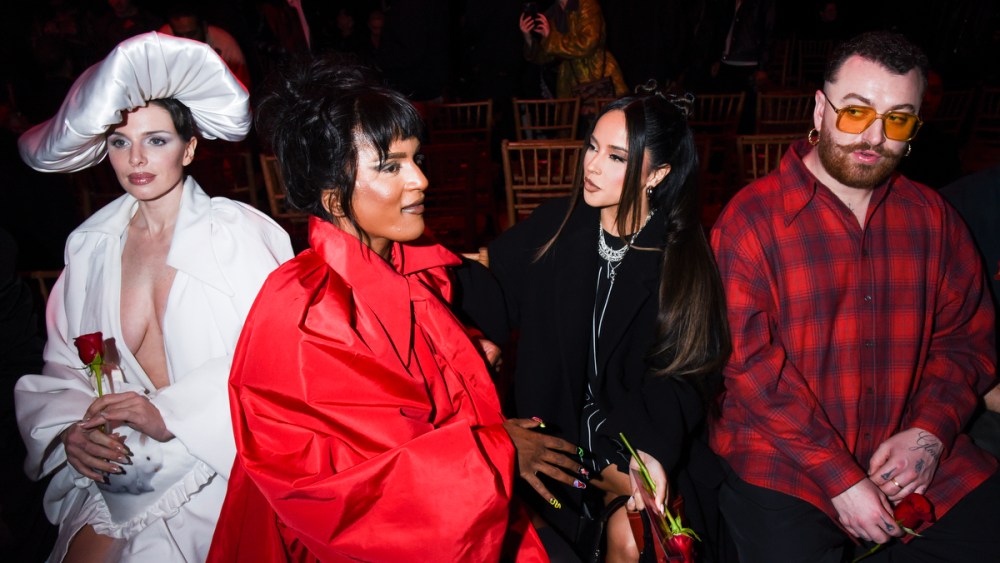 Julia Fox, Richie Shazam, Becky G, and Sam Smith at the Willy Chavarria fall 2024 ready-to-wear show.