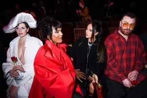 Julia Fox, Richie Shazam, Becky G, and Sam Smith at the Willy Chavarria fall 2024 ready-to-wear show.