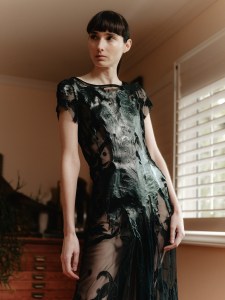 Model wearing Simon Ungless’ designs