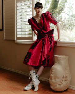 Model wearing Simon Ungless’ designs