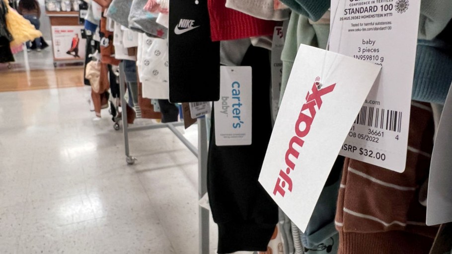 hang tags on clothing in TJ maxx