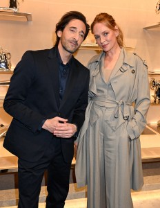 Adrien Brody and Uma Thurman at Tod's
