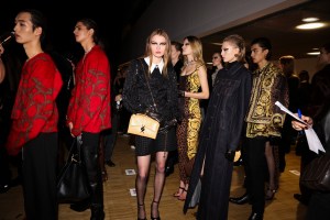 Backstage at Versace Fall 2024 Ready-to-Wear Collection at Milan Fashion Week