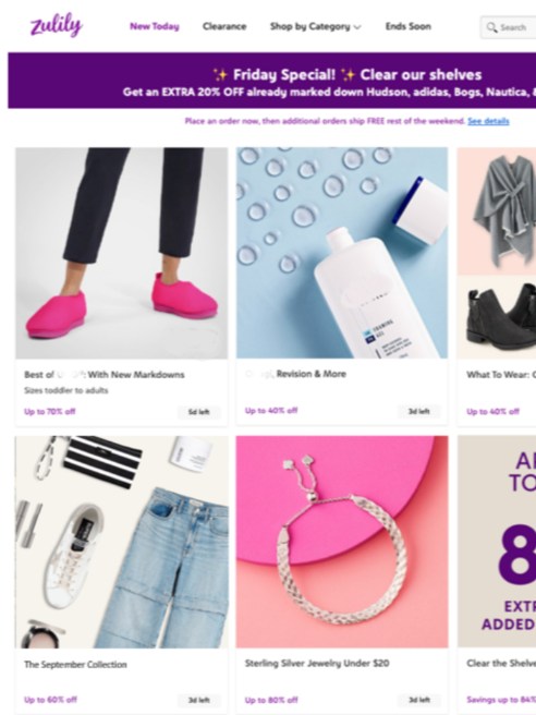 zulily website flash sales