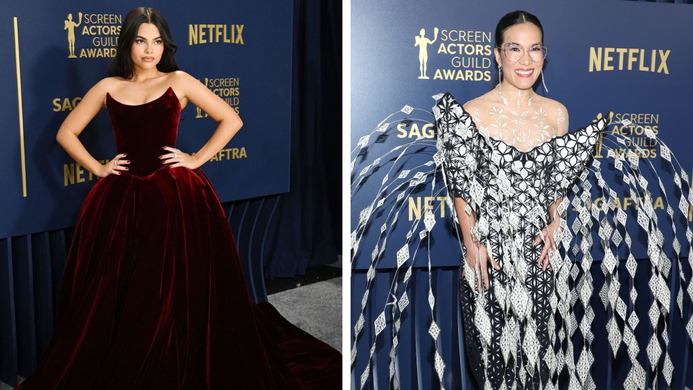 Ariana Greenblatt in a custom Vera Wang dress, ali wong Iris Van Herpen's fall 2023 couture, sag awards 2024 red carpet looks